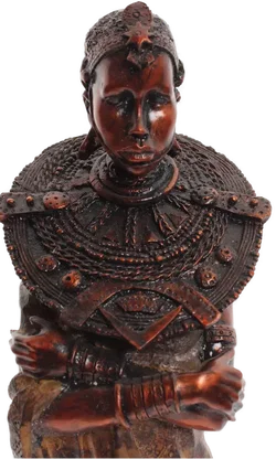 Afrikanisch Inspirierte Statuette / Figur einer Frau in Festtagstracht (ca. 36 cm) - Bild 2