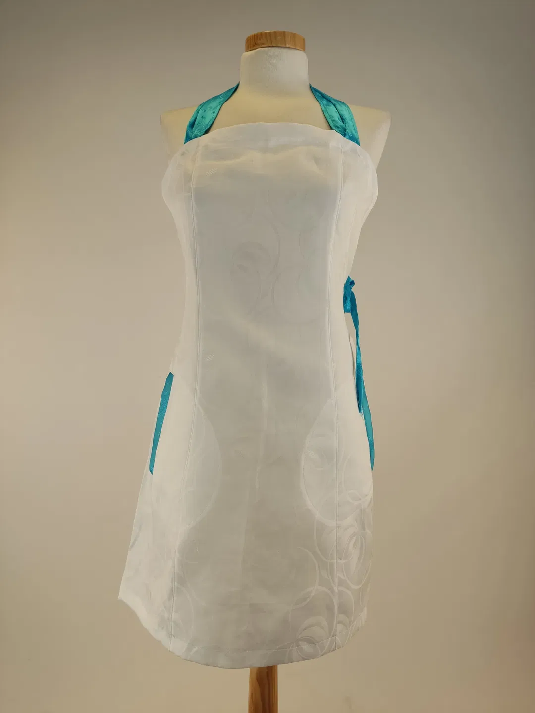 Kochschürze Stoff, weiß mit blau Größe 36-38 - Bild 4