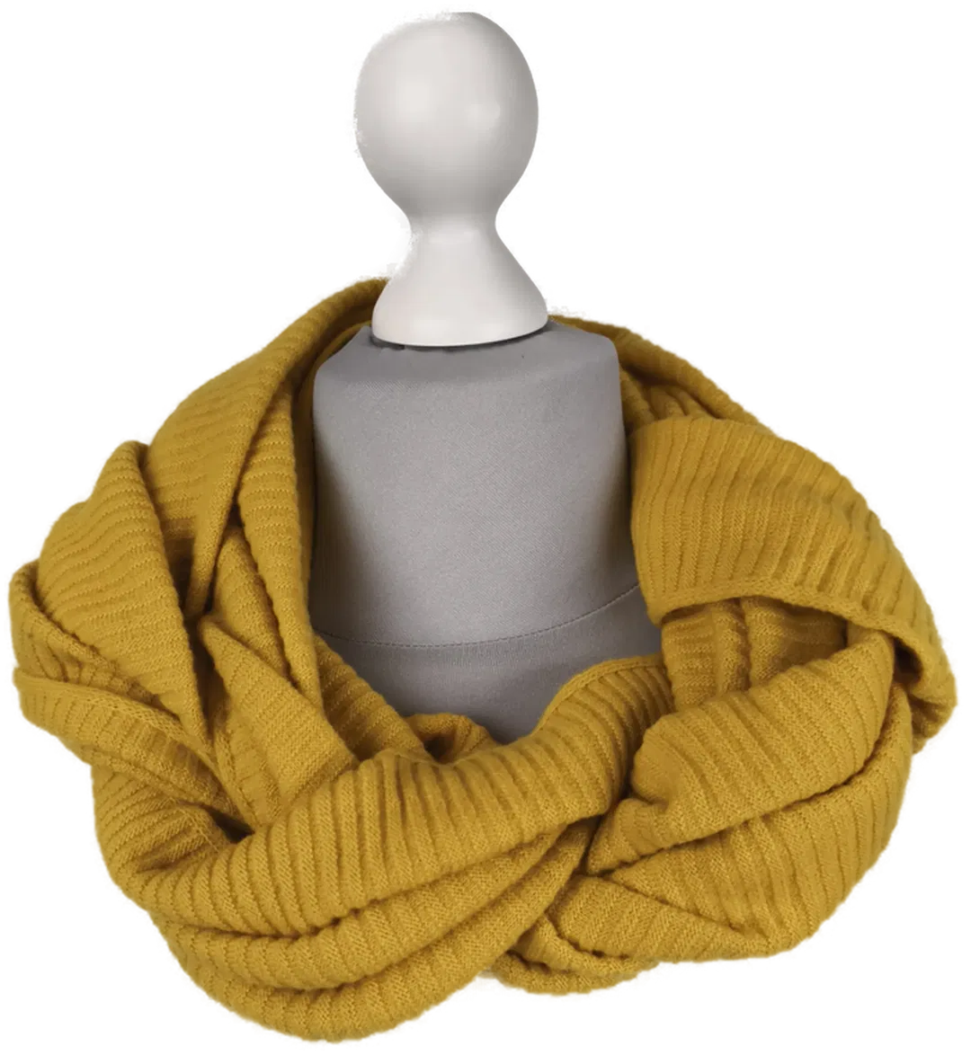 Benetton, Set Haube und Schal, ockergelb, Wolle - Bild 1
