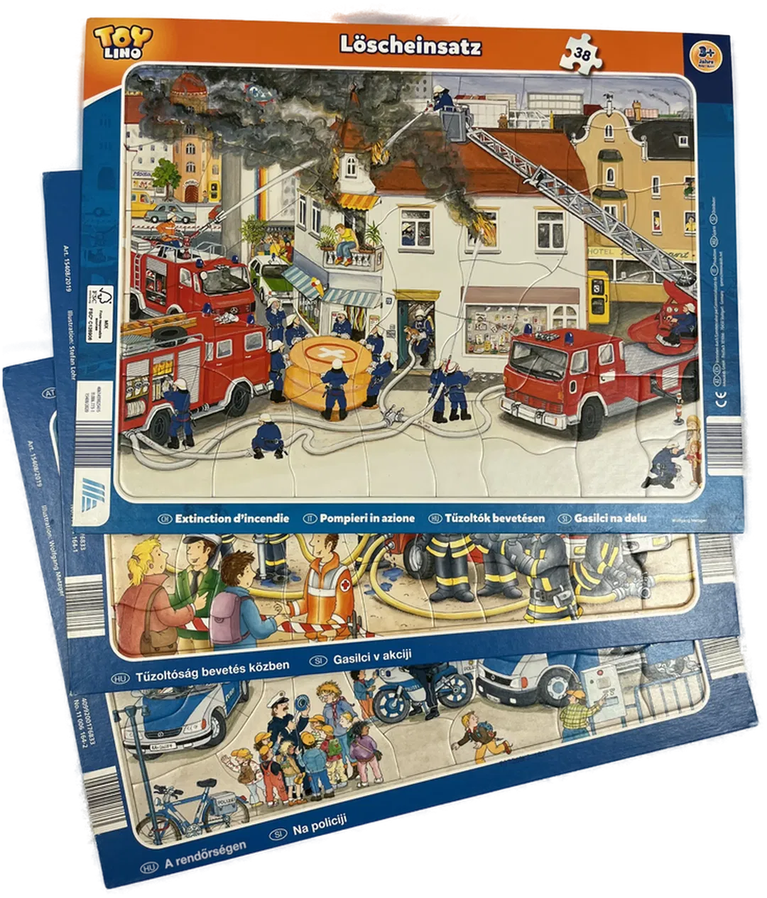 Kinderpuzzle (3er Pkg) Feuerwehr im Einsatz, Löscheinsatz, Bei der Polizei ab 3 Jahre - Bild 1