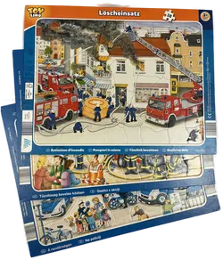 Kinderpuzzle (3er Pkg) Feuerwehr im Einsatz, Löscheinsatz, Bei der Polizei ab 3 Jahre - Bild 1