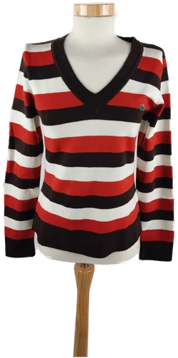 LACOSTE Damen Pullover mit V-Ausschnitt, bunt gestreift, Gr. 38 - Bild 1