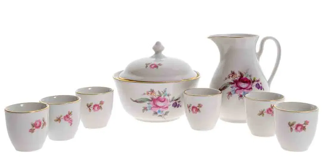 BOHEMIA 8-teiliges Mokka-/Kaffeeservice aus Porzellan mit Blumenmotiv - Bild 4