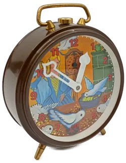 Vintage Wecker mit taubenfütterndem Mädchen Motiv – Vorschau 1