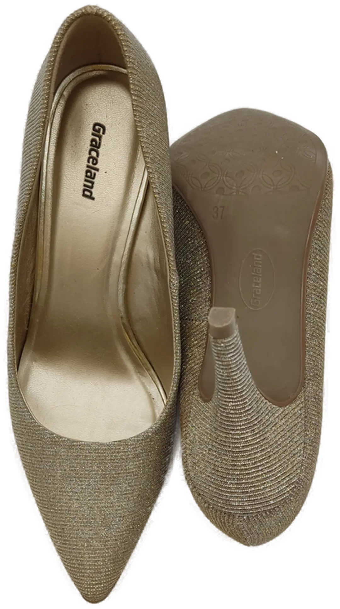 Graceland Damen  Pumps High Heels gold glänzend - Gr. 37 – Bild 4