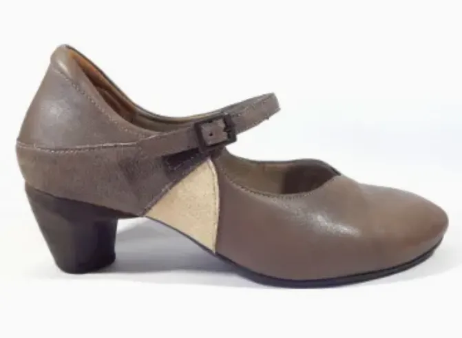 Think! Damen Riemchen Pumps, taupe/creme - Gr. 38,5 - Bild 4