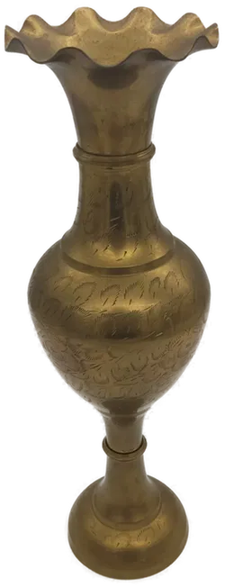 Deko Vintage Vase aus Messing mit Gravur - Bild 2