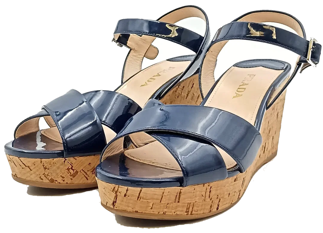 Prada Damenwedges dunkelblau Gr. 38 – Bild 1