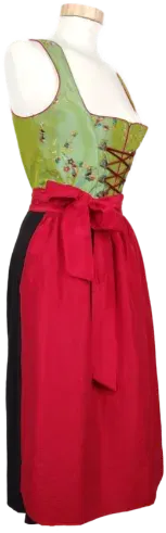 Salzburger Dirndl-Look Damen Trachten Kleid, grün/schwarz/rot - Gr. XS - Bild 2