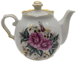 Porzellan-Teekanne mit Blumenmotiv und Gold aus Kiew | Ukrainischer Sammlerstück - Bild 2