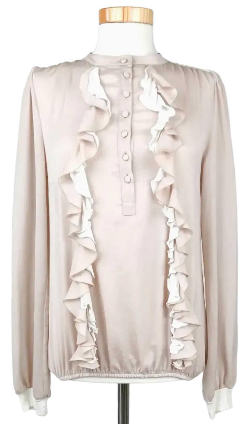 Patrizia Pepe Damenbluse mit Rüschen, beige - Gr. 40 - Bild 1