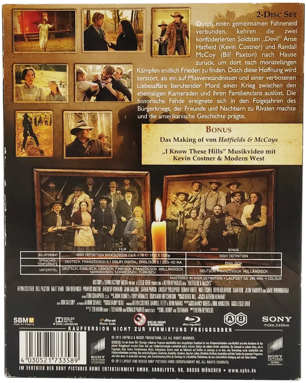 Blu-Ray "Hatfields & McCoys - Kein Vergeben, kein Vergessen" mit Kevin Costner und Bill Paxton (2 Discs, Miniserie) – Bild 2