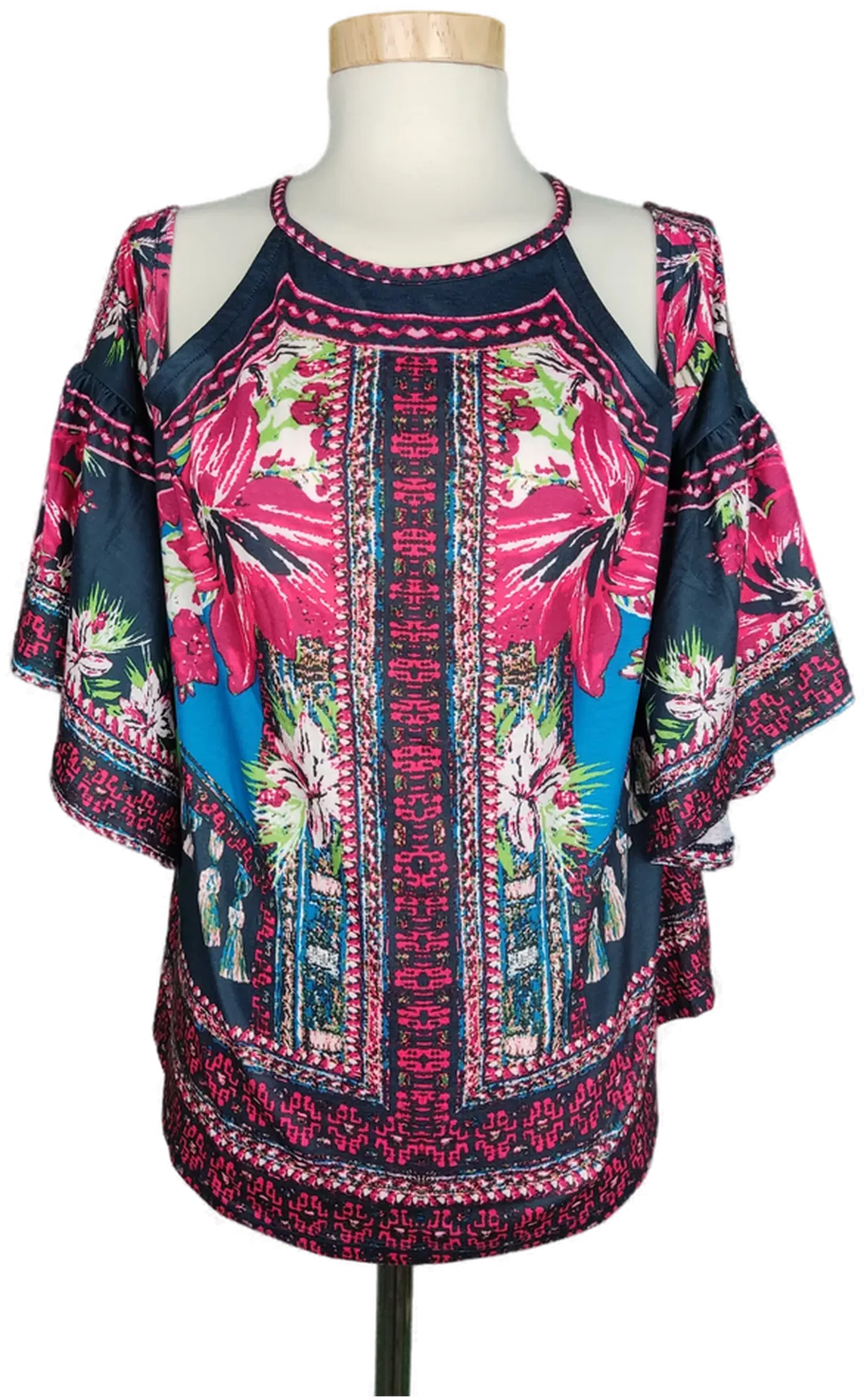 Bodyflirt Damen Blusenshirt pink/lbau gemustert - S/36/38 - Bild 1