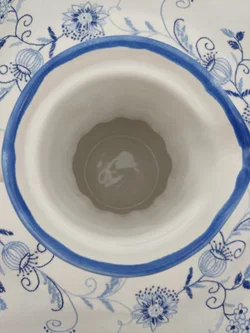 Gmundner Keramik Kaffekanne, Dekor "Tupferl Blau", neuwertig – Vorschau 4