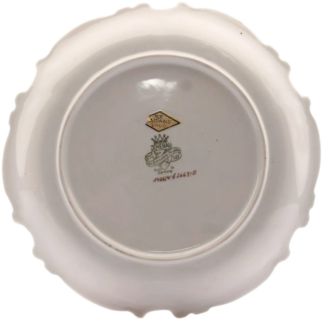 JLMENAU Graf von Henneberg Porzellan Schale – Handbemalt – Golddekor – Rosenmotiv – Bild 2