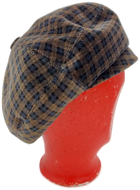 Baskenmütze braun/graublau kariert - Bild 1