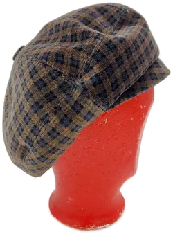 Baskenmütze braun/graublau kariert - Bild 1