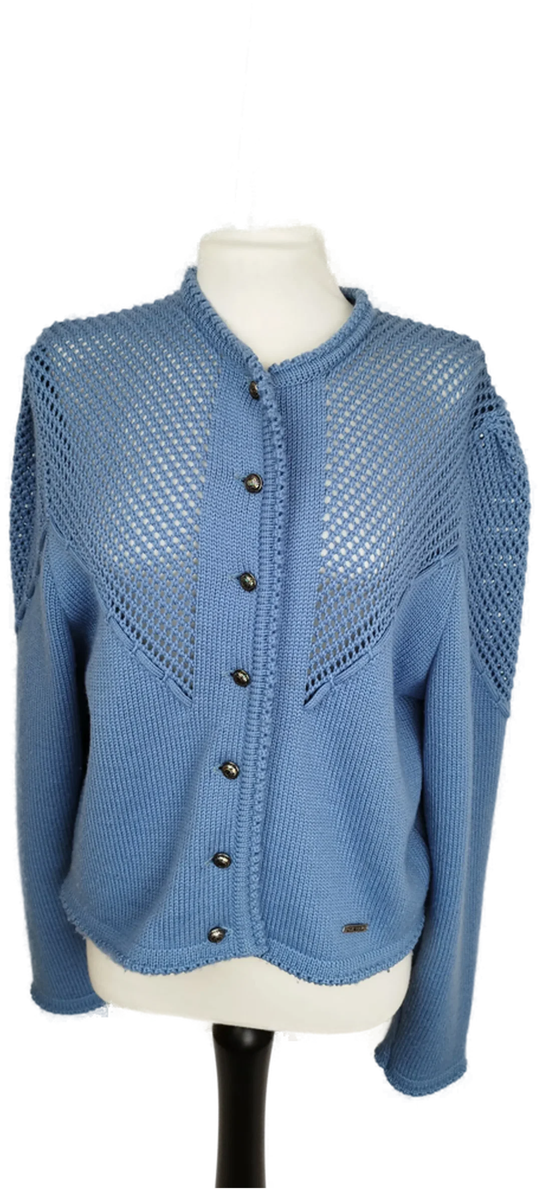 Geyer - Strickjacke hellblau Gr. M /reine Schurwolle /Vintage made in Austria  – Bild 5
