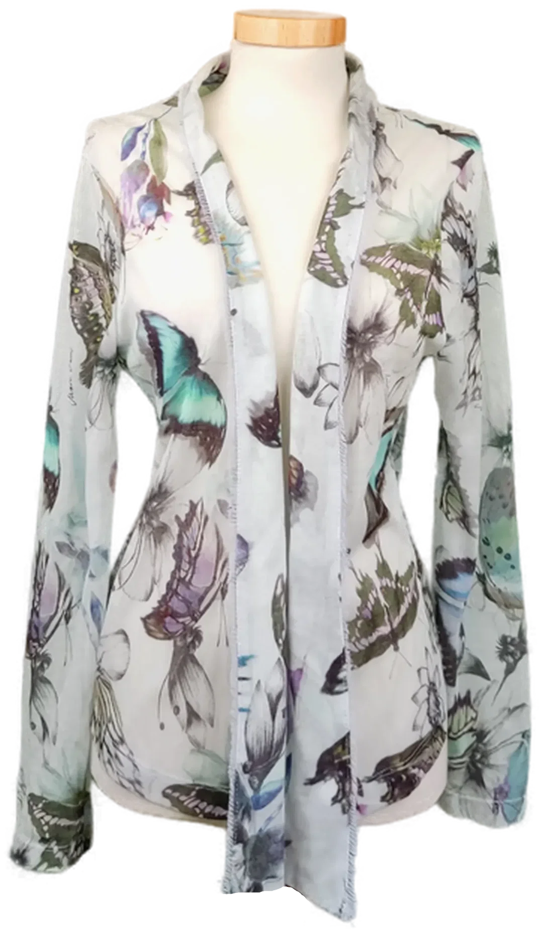 Marc Cain Damen Bluse weiß mit Schmetterlingsmuster Gr. M - Bild 4