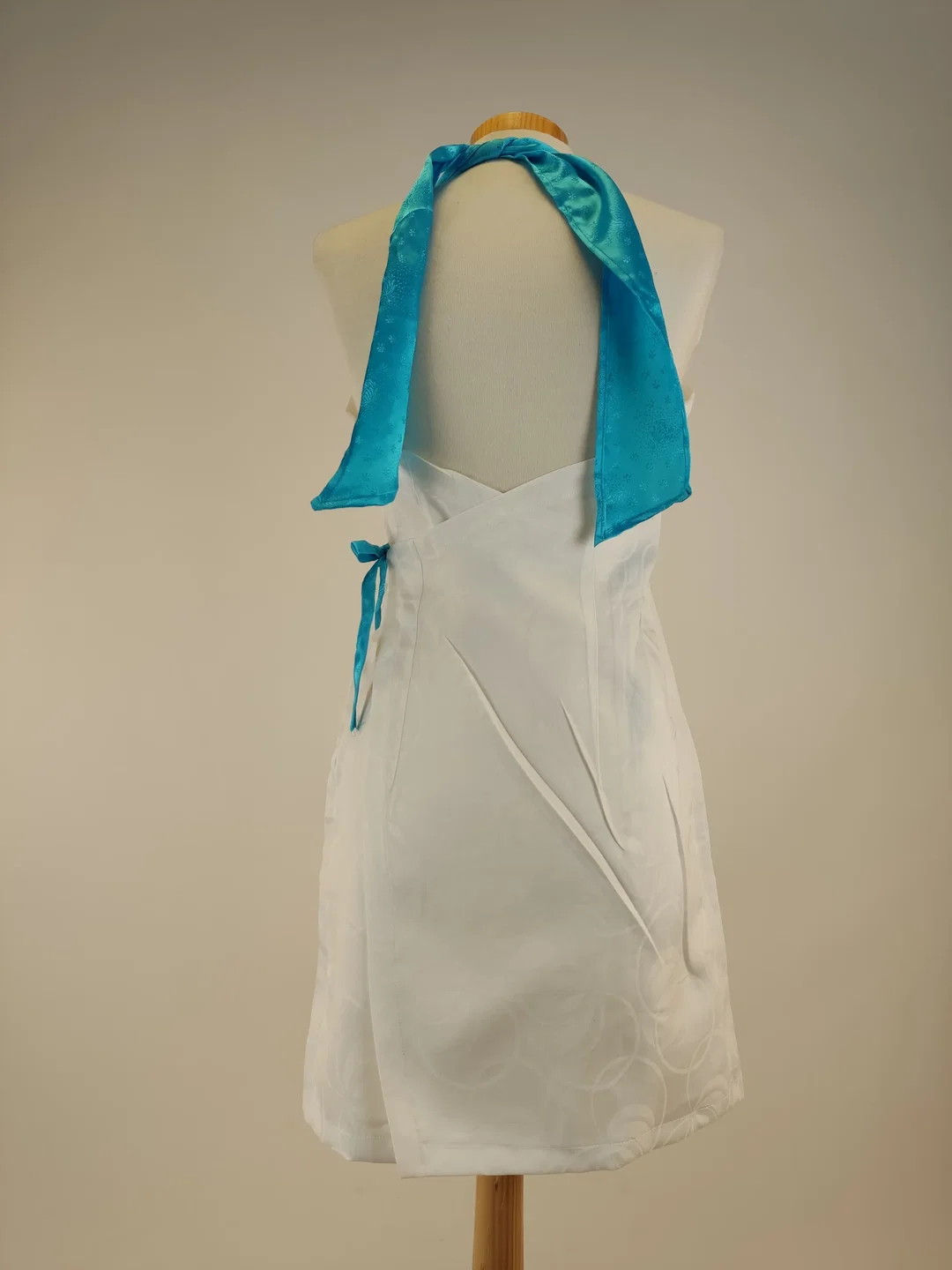 Kochschürze Stoff, weiß mit blau Größe 36-38 – Bild 2