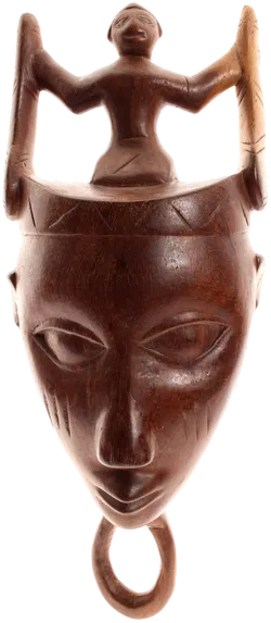 Afrikanische Holzmaske – handgeschnitzt – ca. 38,5 cm – Wandmaske / Ethno Kunst - Bild 1