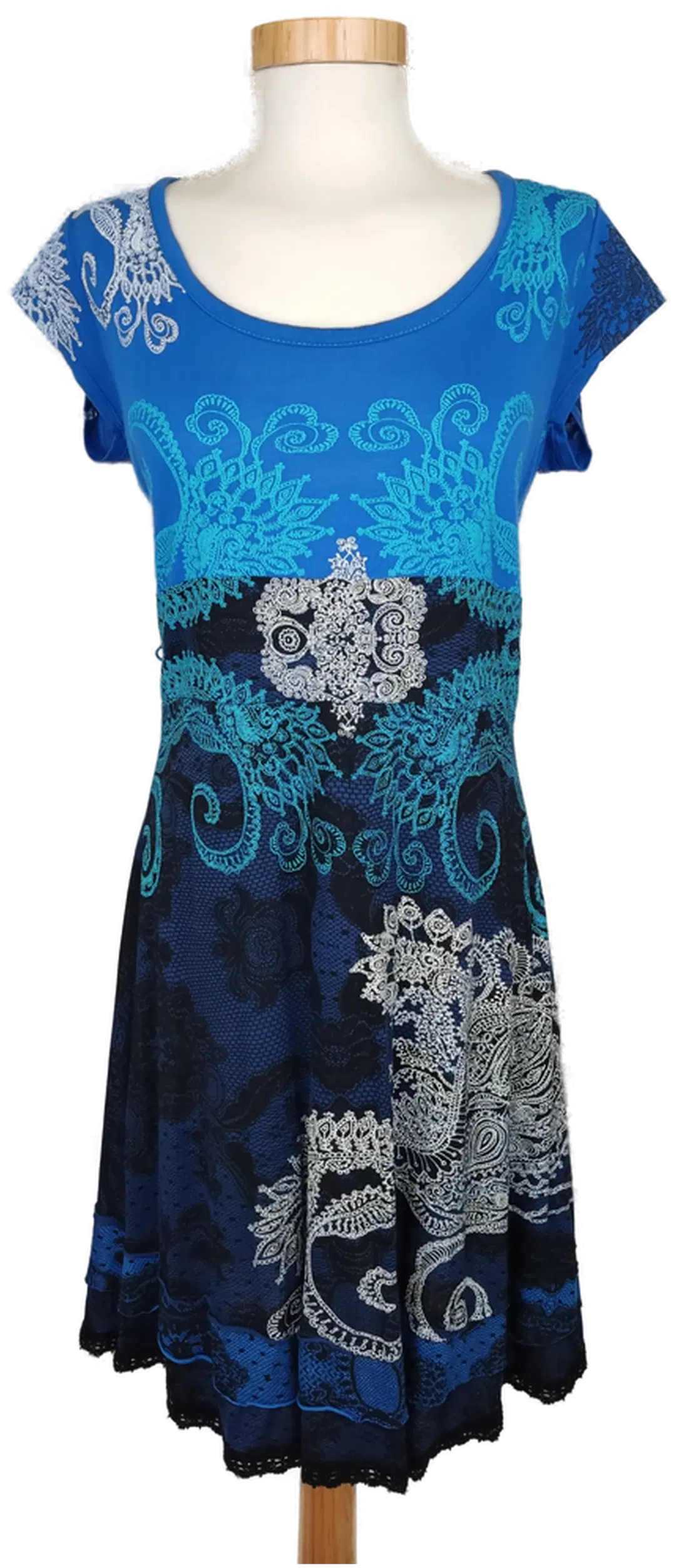 Desigual Damen Kleid blau/schwarz/weiß gemustert - XL/44 - Bild 4