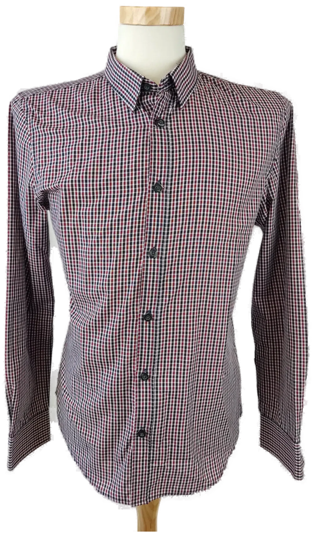 SMOG Herrenhemd rot, schwarz kariert - M (Slim fit) - Bild 4