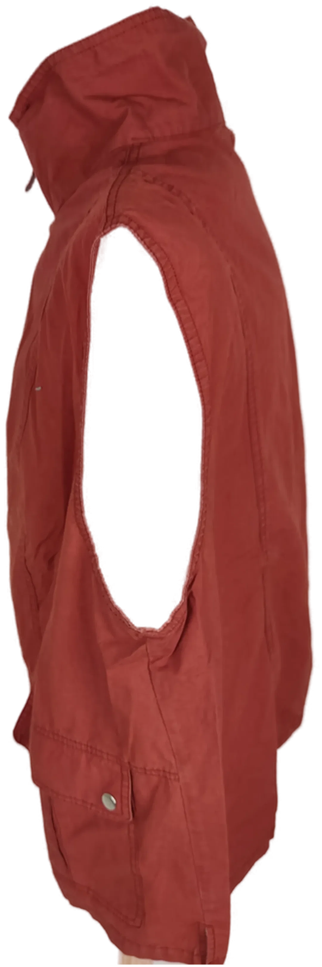 Gilet "encadée", ärmellos mit Stehkragen, braun mit Taschen, Größe 50 – Bild 3