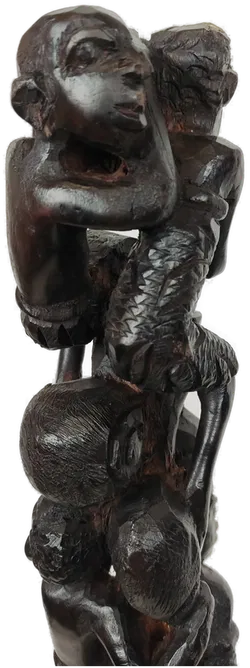 Makonde Lebensbaum Ebenholzfigur schwarz - 111 cm - Bild 2