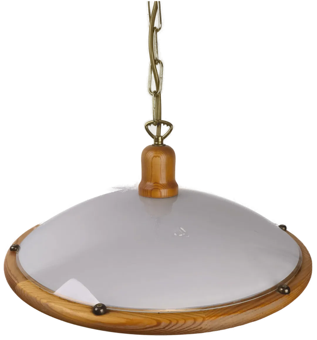 Zeitlose Deckenlampe mit Glasschirm/ Holz - Bild 1