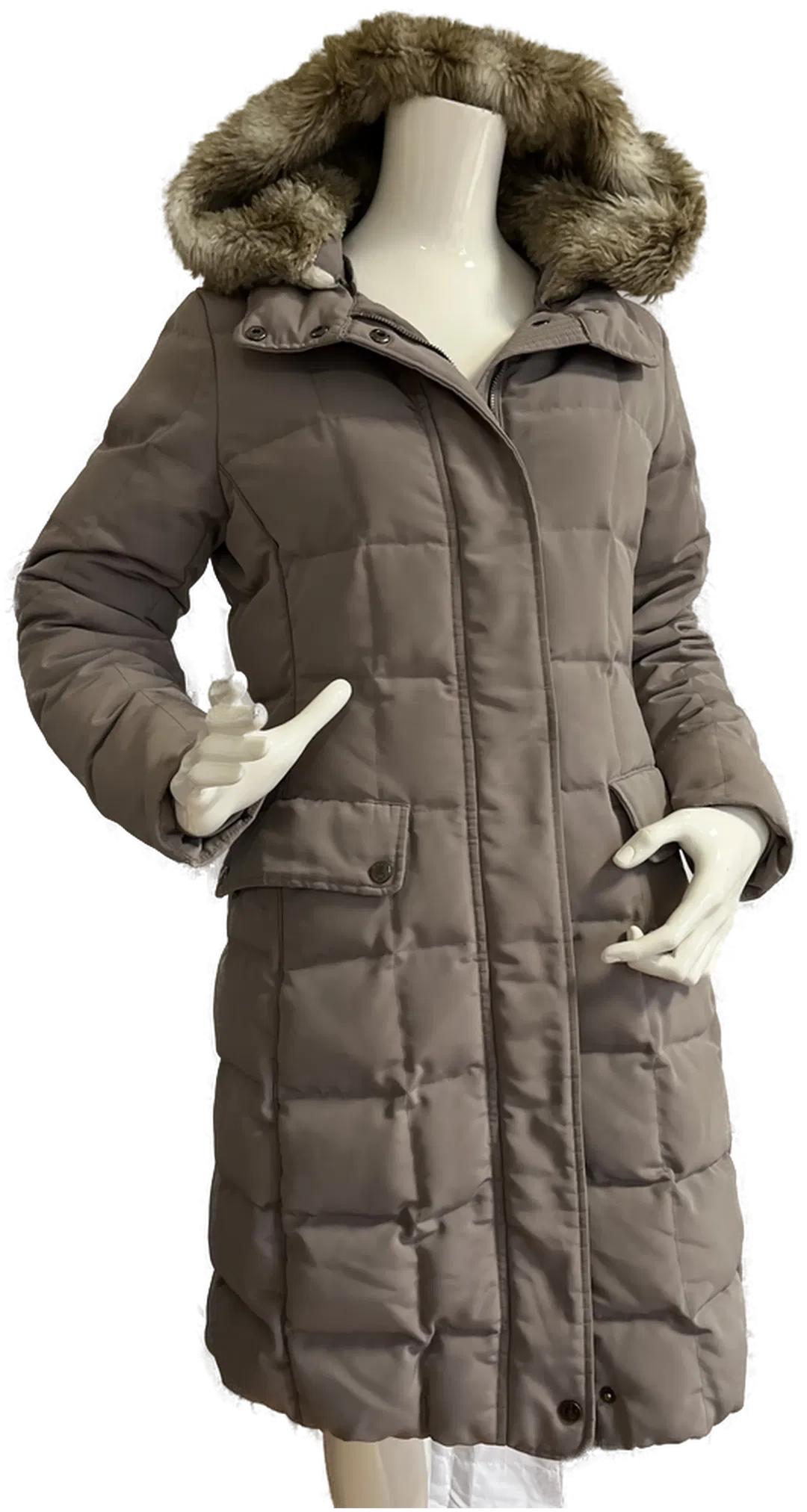 GEOX Damen Daunenmantel mit Kapuze Gr. 36 taupe - Bild 1