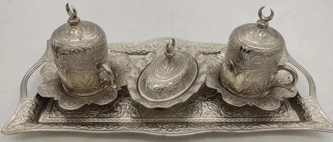 Türkisches Mokkaservice SENA 9-tlg., Silberoptik - Bild 1