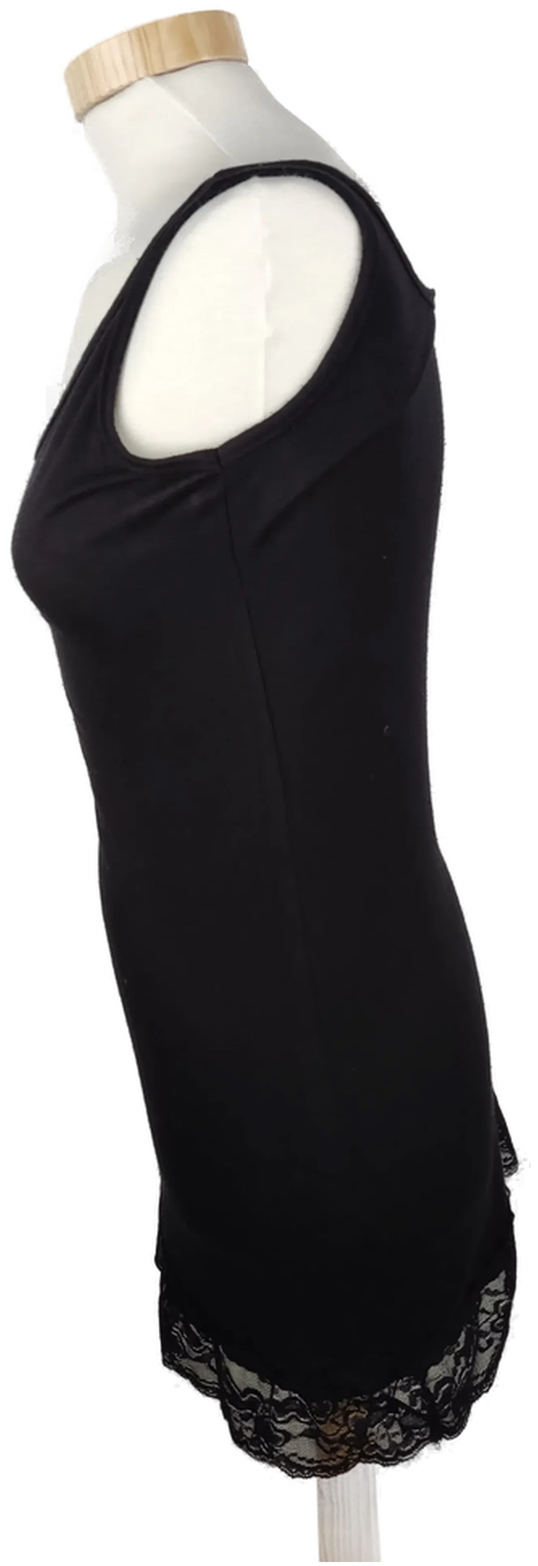 Longtop ärmellos mit Rundhalsausschnit, schwarz mit Spitzen, Größe S (geschätzt) – Bild 2