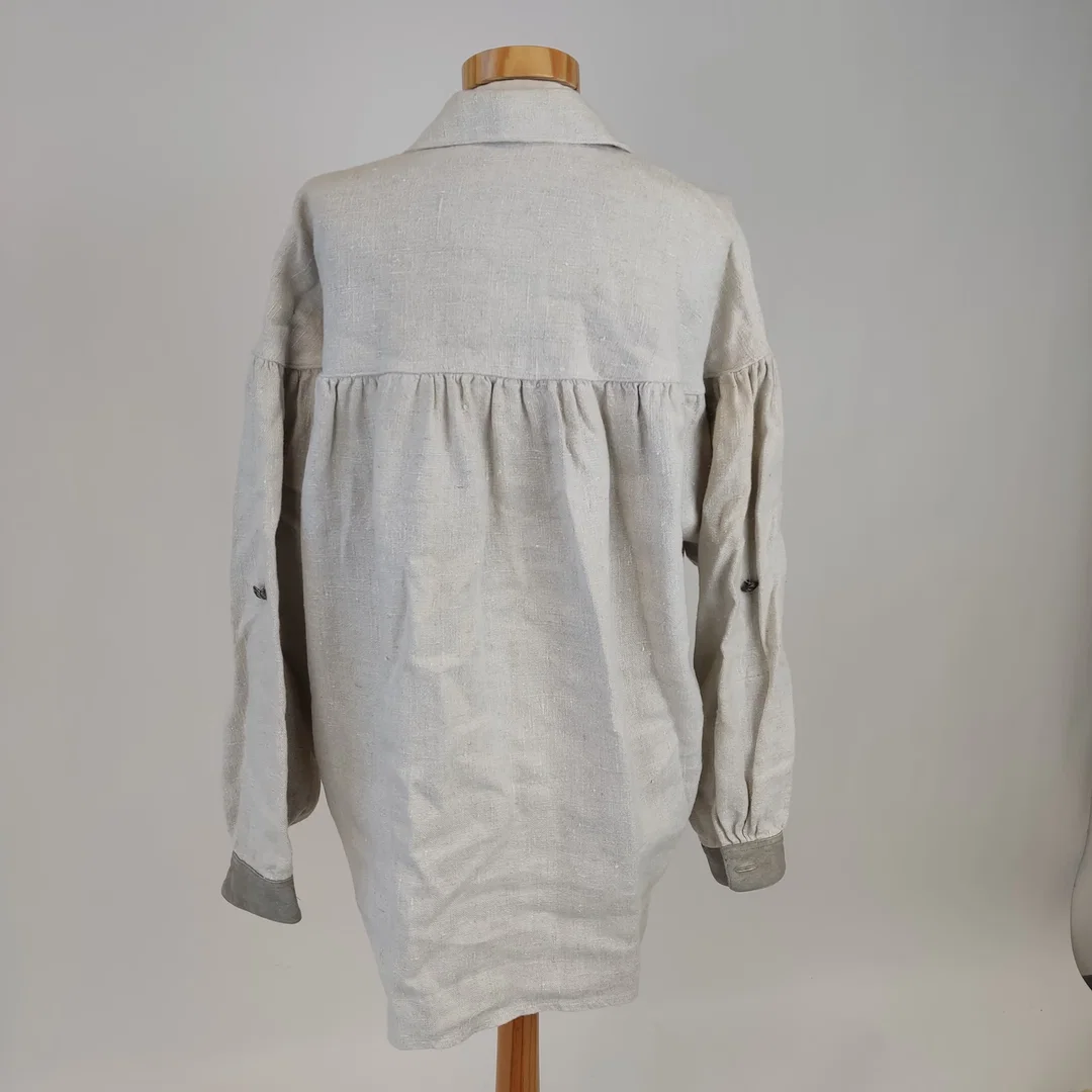 Damentrachtenbluse - Leinen mit hübschen Ledereinsätzen - Gr. 40 – Bild 3