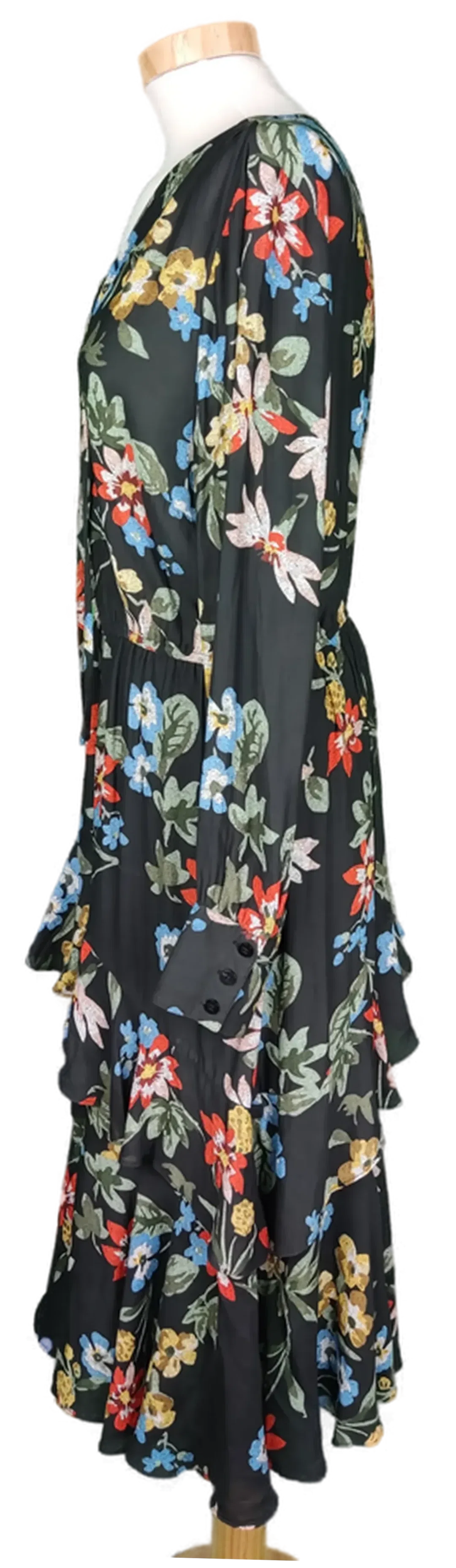 Yessica Damen Wickelkleid schwarz/bunt geblümt - XL/44 – Bild 3