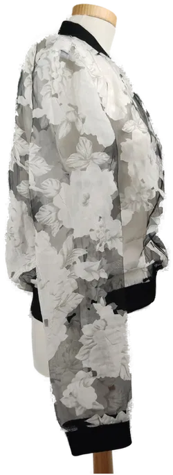 Lucy Paris Damen Bomberjacke transparent mit weissen Blumen - S/36 - Bild 3