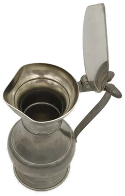 Zinnbecher Set 6-teilig von BMF (Bayerische Metallwarenfabrik) - Mittelalterliches Reliefmotiv - Reinzinn, inkl. Zinnkanne mit Deckel - Bild 8