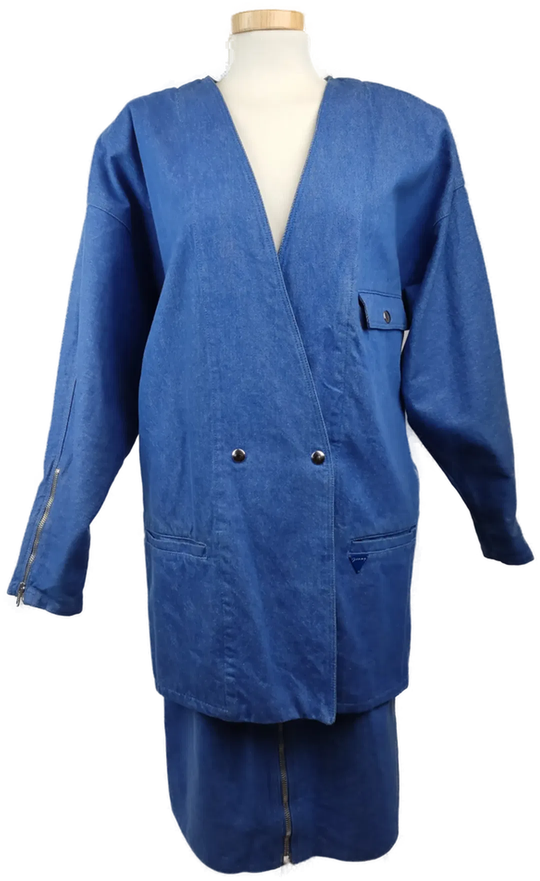 Genny Vintage 80er Jahre Damenkostüm jeansblau- L/40 - Bild 1