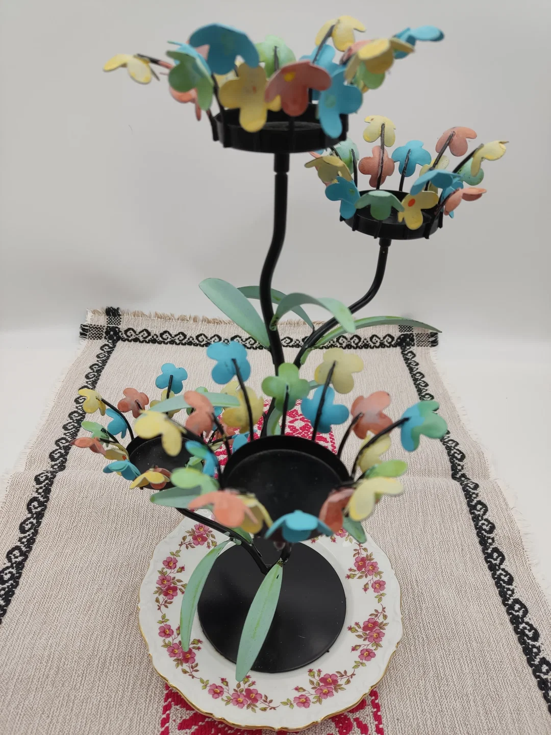 Porzellan-Teller Seltmann Bavaria  Blumen-Kerzenhalter  | DIY-Schatz – Bild 5