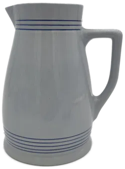 Lilien Porzellan Set (1 Krug+3 Becher) hellblau mit Streifen Vintage - Bild 2