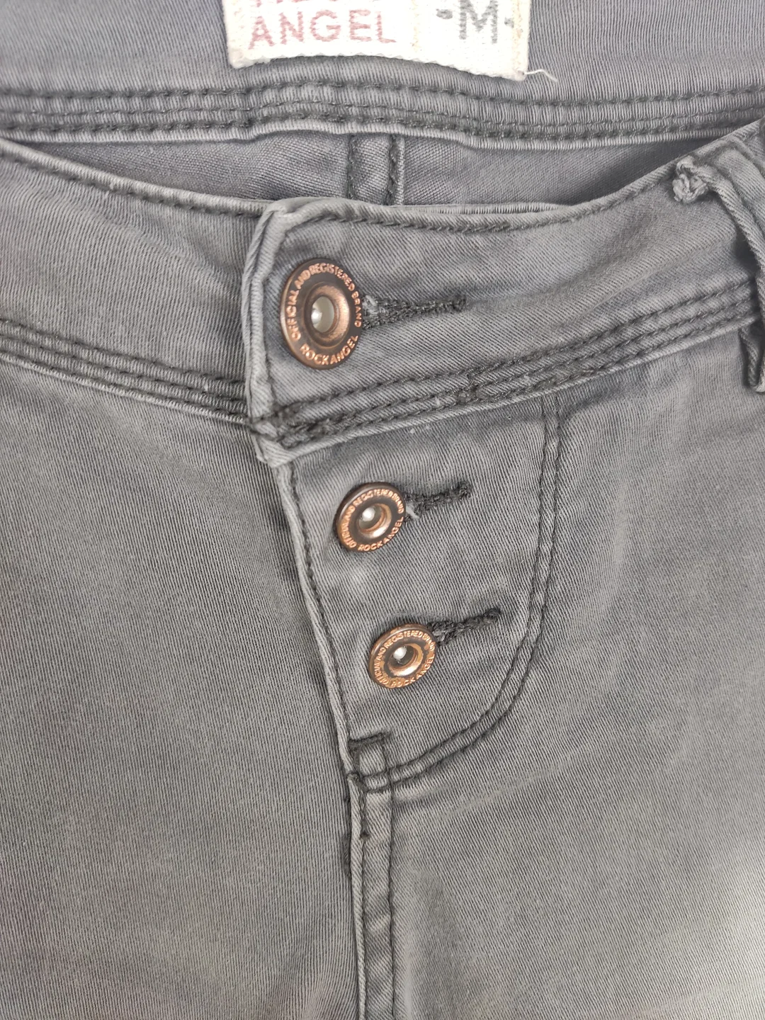 Jeans "Rockangel", lang mit Stretch, grau mit Taschen, Größe M – Bild 2