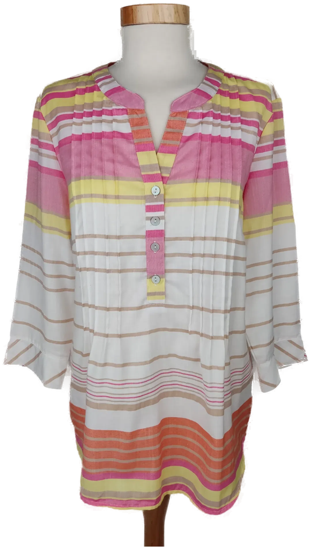 Collection L Damen Bluse rosa/gelb/orange/weiß gestreift - M/38 - Bild 4