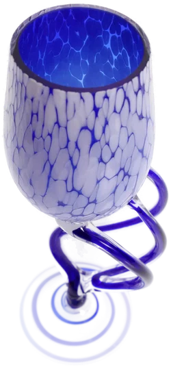 Handgefertigtes Weinglas aus Kunstglas, blau-weiß, Höhe ca. 25 cm, Unikat - Bild 2