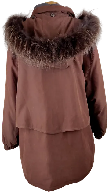 Jacke langarm mit Stehkragen und Kapuze, dunkelbraun, Größe 48 – Bild 3