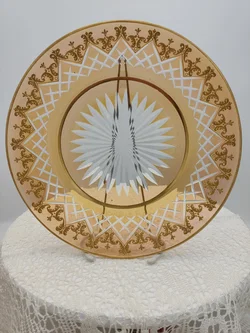 Glas Bowle-Gefäß mit Unterteller mit Golddekor | Festlicher Blickfang - Bild 14