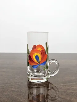 Dekorative Glaskaraffe & Schnapsgläser 6 Stück (handbemalt) - Bild 4