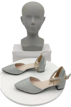 Silberfarbene Glitzer-Pumps mit Strass-Anhängern Gr. 41 | Neu Mit Etikett - Bild 4
