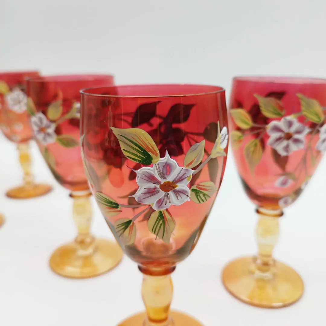 Glaskaraffen-Set 7-tlg böhmisches Glas Handbemalt | Zeitreise – Bild 5
