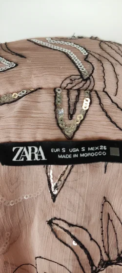 Zara Geblümte Transparente Paillettenbluse | Sommer-Zauber Größe 36 – Vorschau 7