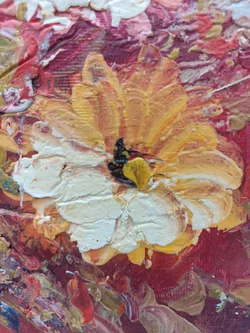 Ölgemälde Leinen auf Holzrahmen mit Golddekor 64×54 cm | Vintage-Schatz - Bild 11